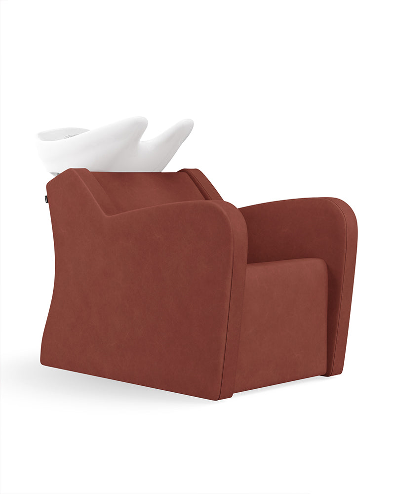 Fredda II - Brick-coloured washing unit with massage with white basin